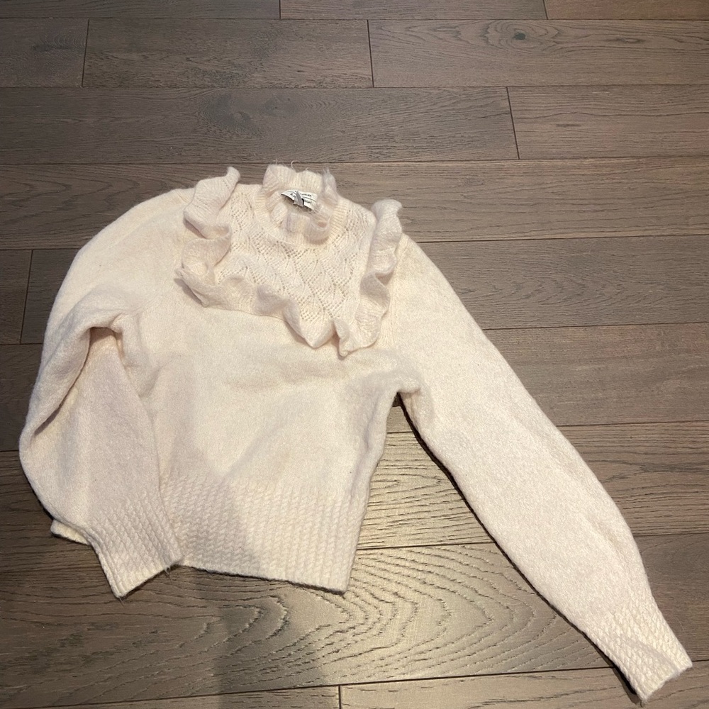 & Other Stories Cream Ruffle Turtleneck Sweater